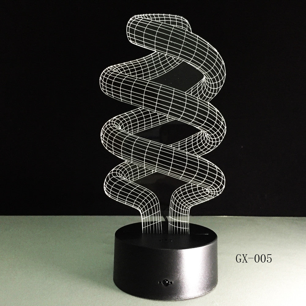DNA 3D Desk Lamp LED Visual Abstract Digital Modeling Atmosphere Decor Holiday Gift Touch Switch 7 Color Night Light GX-005