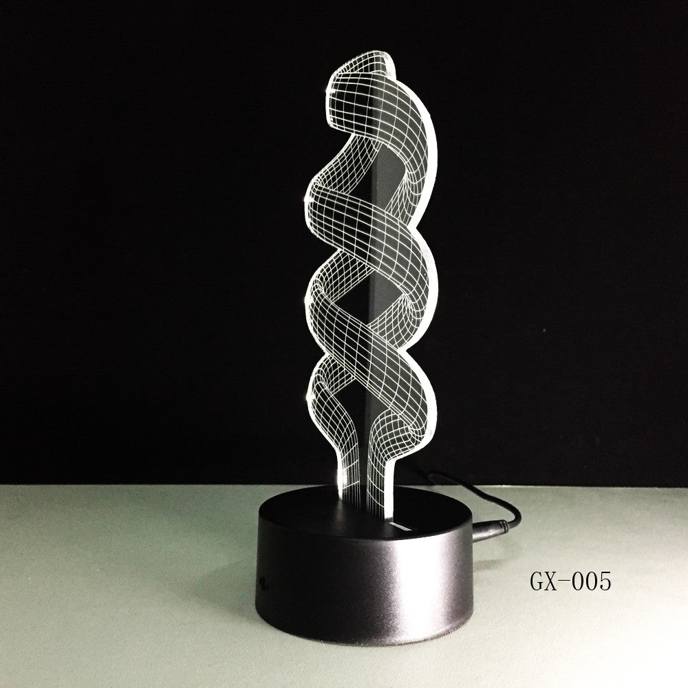 DNA 3D Desk Lamp LED Visual Abstract Digital Modeling Atmosphere Decor Holiday Gift Touch Switch 7 Color Night Light GX-005