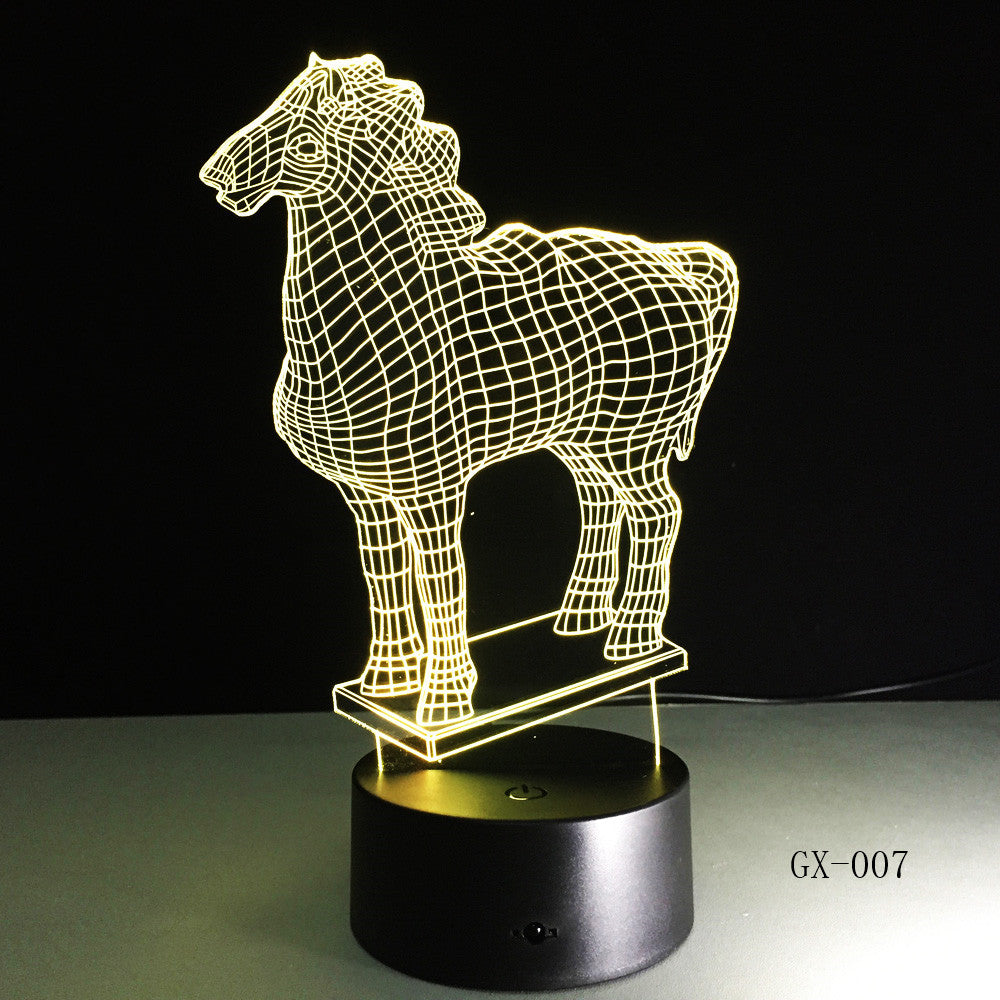 New Animal Horse 3D Nightlight 7 Colorful Touch Remote Usb Gifts 3d Light Fixtures Usb Led Luminaria Table Lamp 007