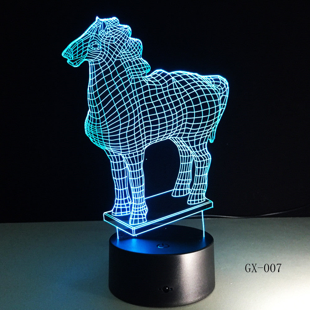 New Animal Horse 3D Nightlight 7 Colorful Touch Remote Usb Gifts 3d Light Fixtures Usb Led Luminaria Table Lamp 007