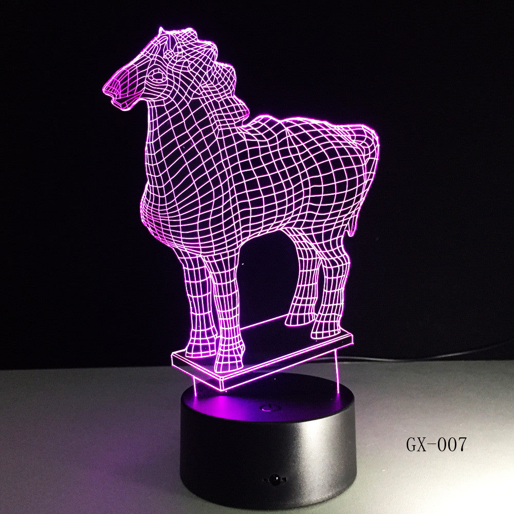 New Animal Horse 3D Nightlight 7 Colorful Touch Remote Usb Gifts 3d Light Fixtures Usb Led Luminaria Table Lamp 007