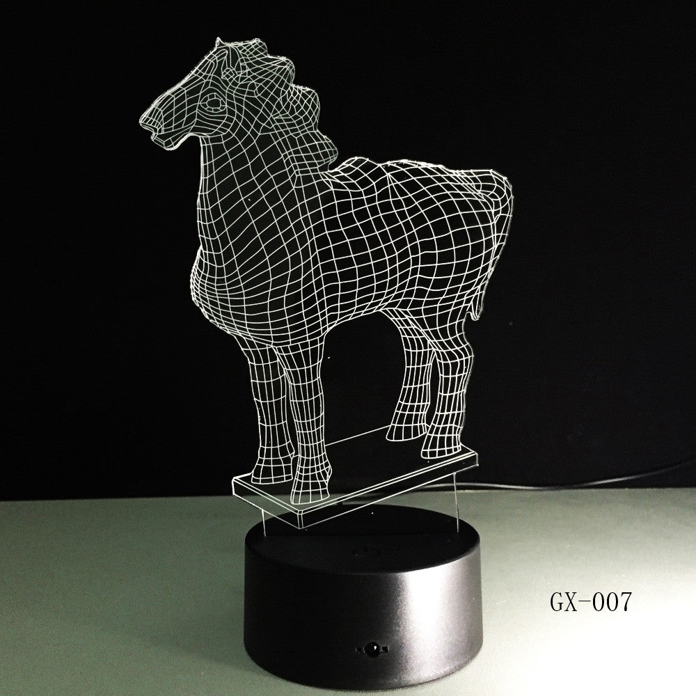 New Animal Horse 3D Nightlight 7 Colorful Touch Remote Usb Gifts 3d Light Fixtures Usb Led Luminaria Table Lamp 007
