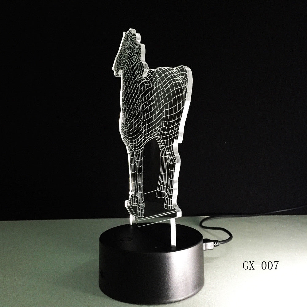 New Animal Horse 3D Nightlight 7 Colorful Touch Remote Usb Gifts 3d Light Fixtures Usb Led Luminaria Table Lamp 007