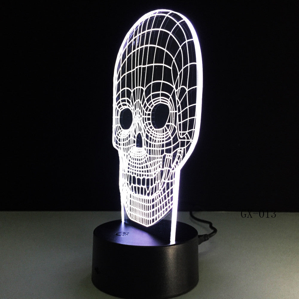 Traditional 3D Skull Light Desk Table Bedroom Lamp RC Toy Kid Night Sleep Baby Sleeping Nightlight Home Party Decor Gifts GX-013