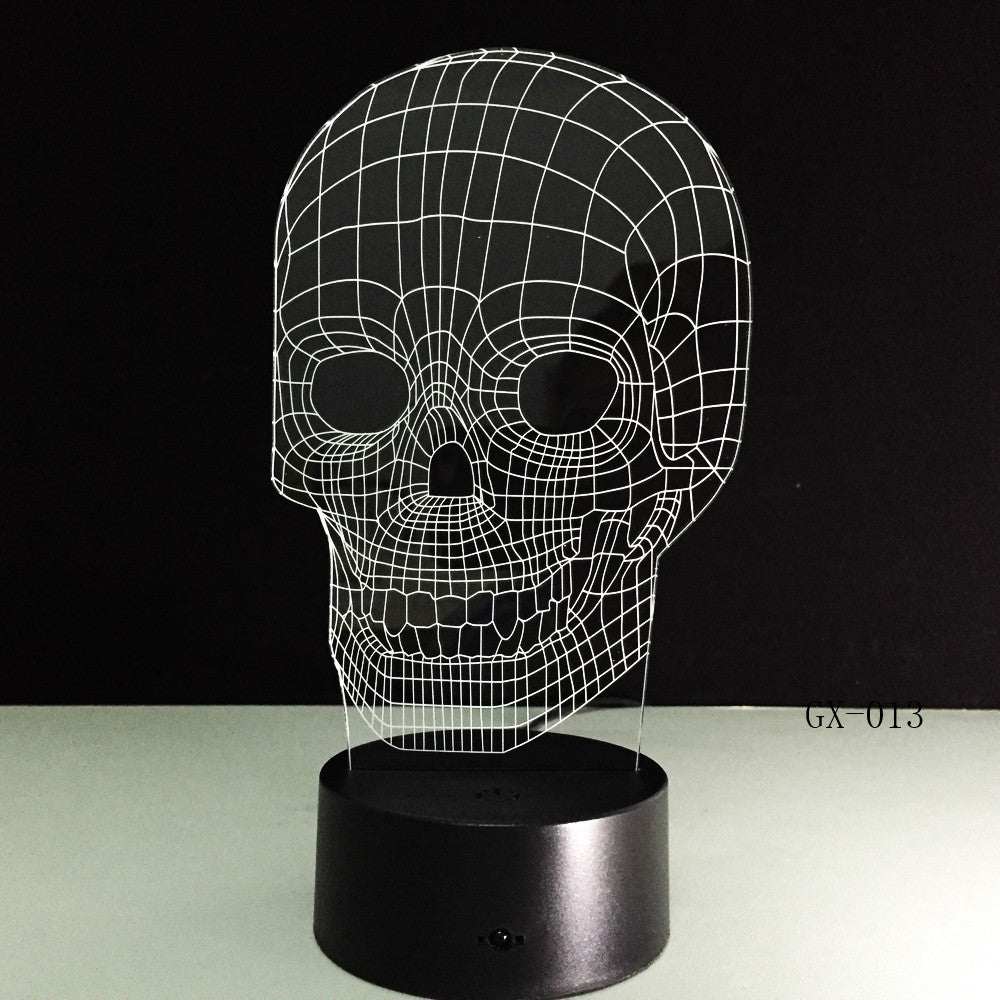 Traditional 3D Skull Light Desk Table Bedroom Lamp RC Toy Kid Night Sleep Baby Sleeping Nightlight Home Party Decor Gifts GX-013
