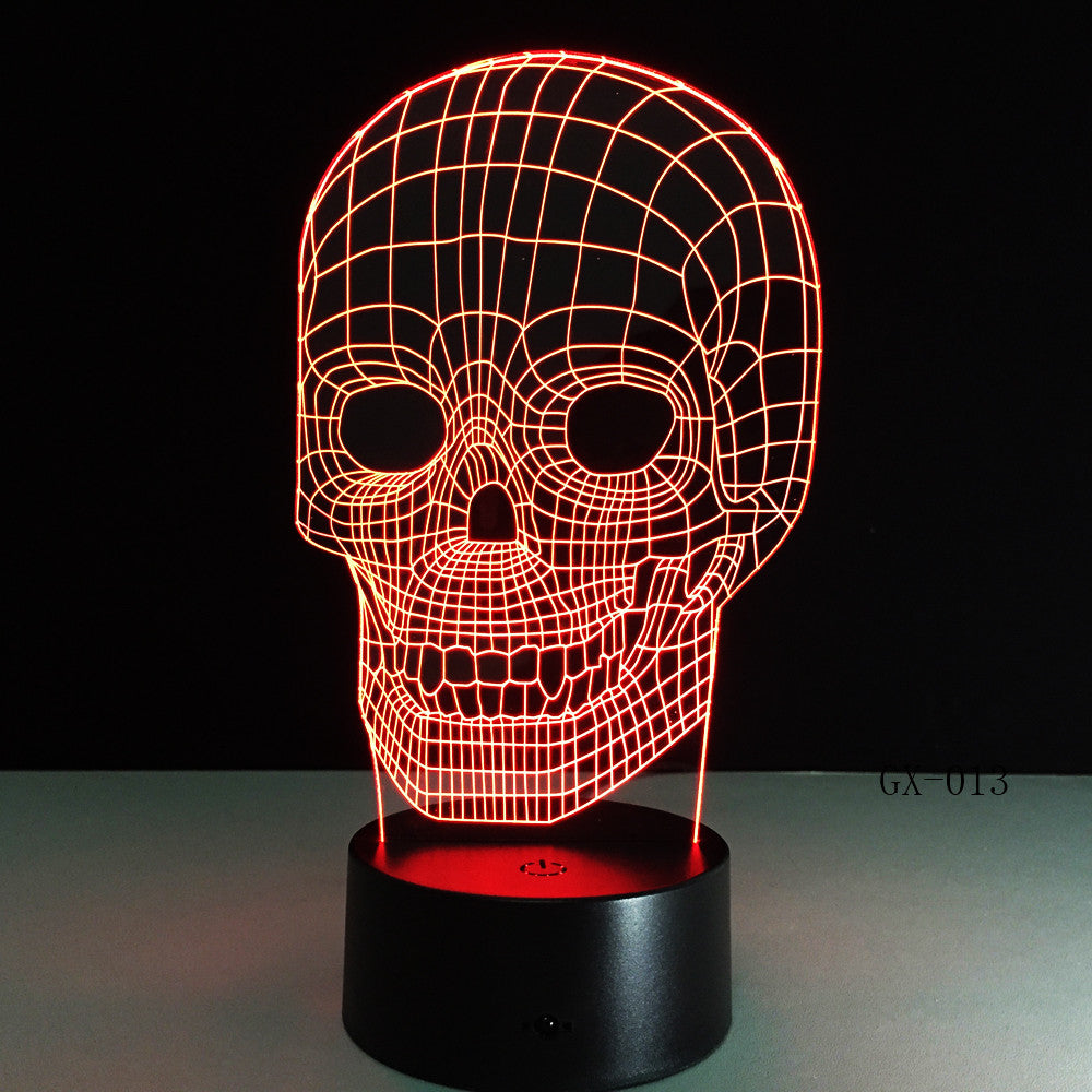 Traditional 3D Skull Light Desk Table Bedroom Lamp RC Toy Kid Night Sleep Baby Sleeping Nightlight Home Party Decor Gifts GX-013