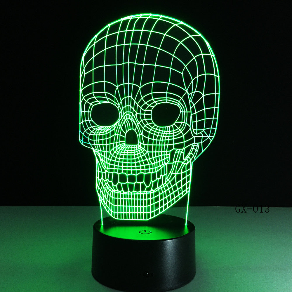 Traditional 3D Skull Light Desk Table Bedroom Lamp RC Toy Kid Night Sleep Baby Sleeping Nightlight Home Party Decor Gifts GX-013