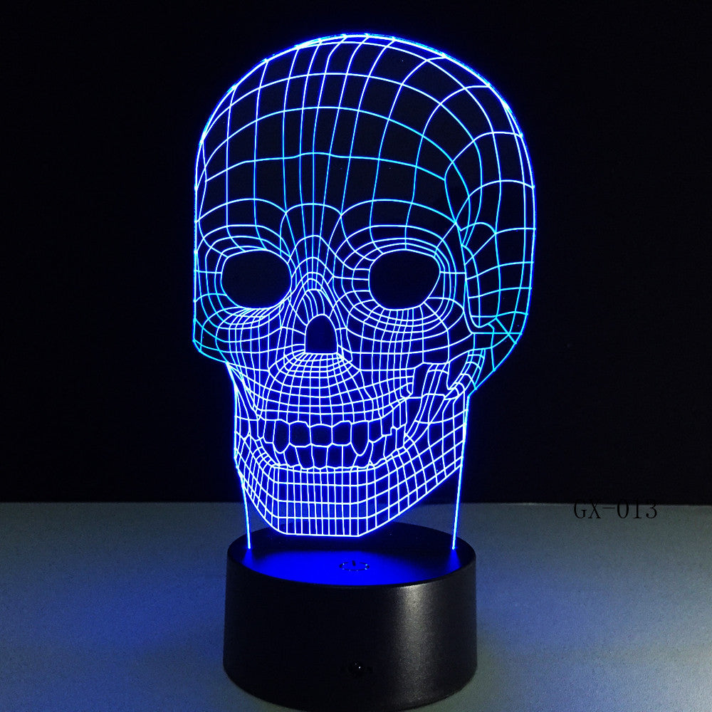 Traditional 3D Skull Light Desk Table Bedroom Lamp RC Toy Kid Night Sleep Baby Sleeping Nightlight Home Party Decor Gifts GX-013