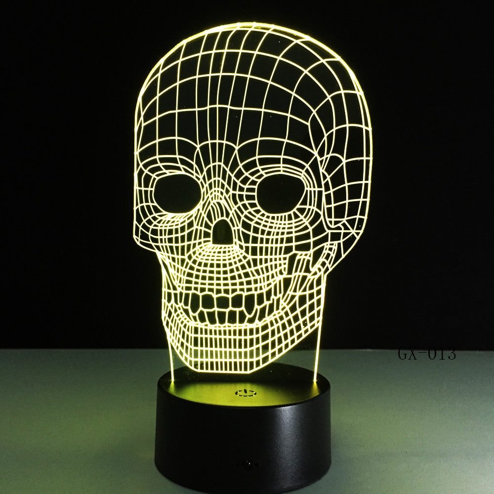 Traditional 3D Skull Light Desk Table Bedroom Lamp RC Toy Kid Night Sleep Baby Sleeping Nightlight Home Party Decor Gifts GX-013