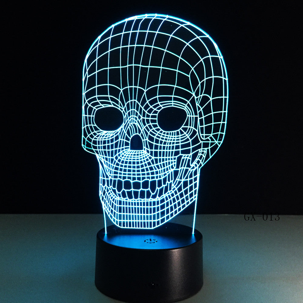 Traditional 3D Skull Light Desk Table Bedroom Lamp RC Toy Kid Night Sleep Baby Sleeping Nightlight Home Party Decor Gifts GX-013