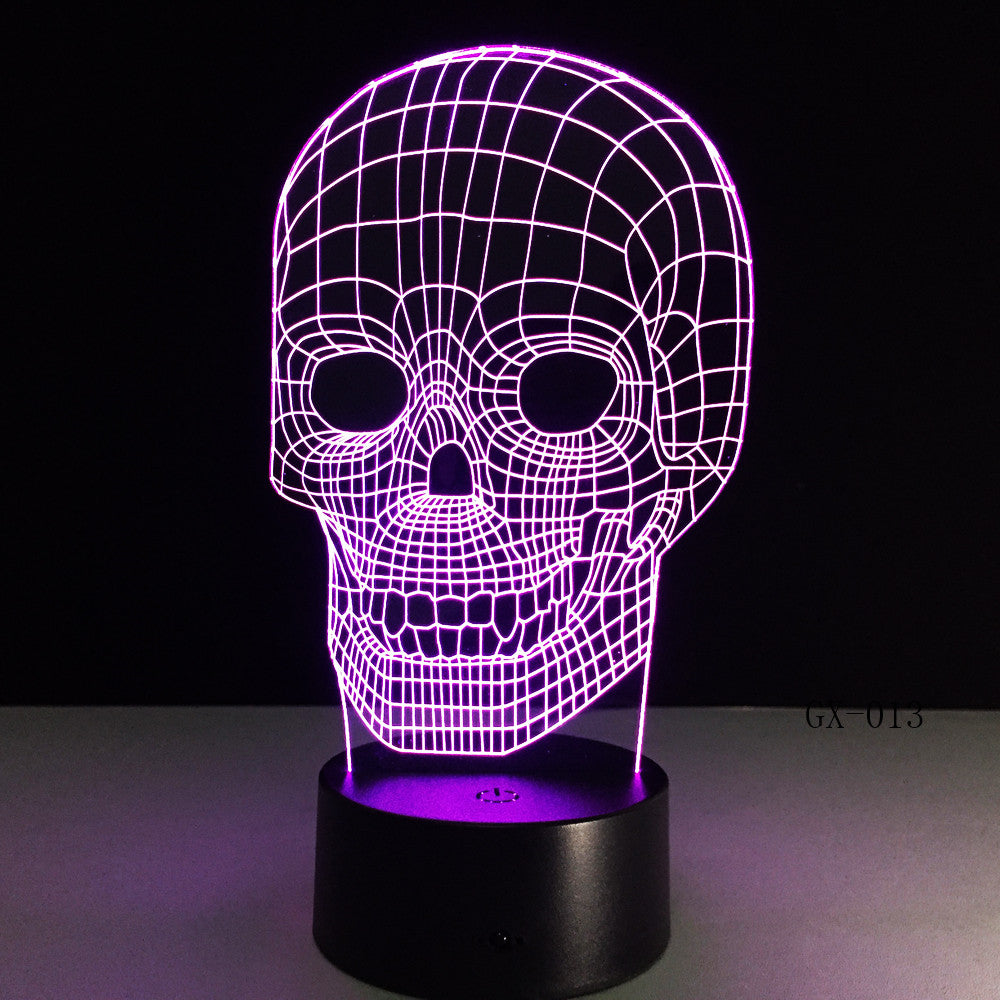 Traditional 3D Skull Light Desk Table Bedroom Lamp RC Toy Kid Night Sleep Baby Sleeping Nightlight Home Party Decor Gifts GX-013