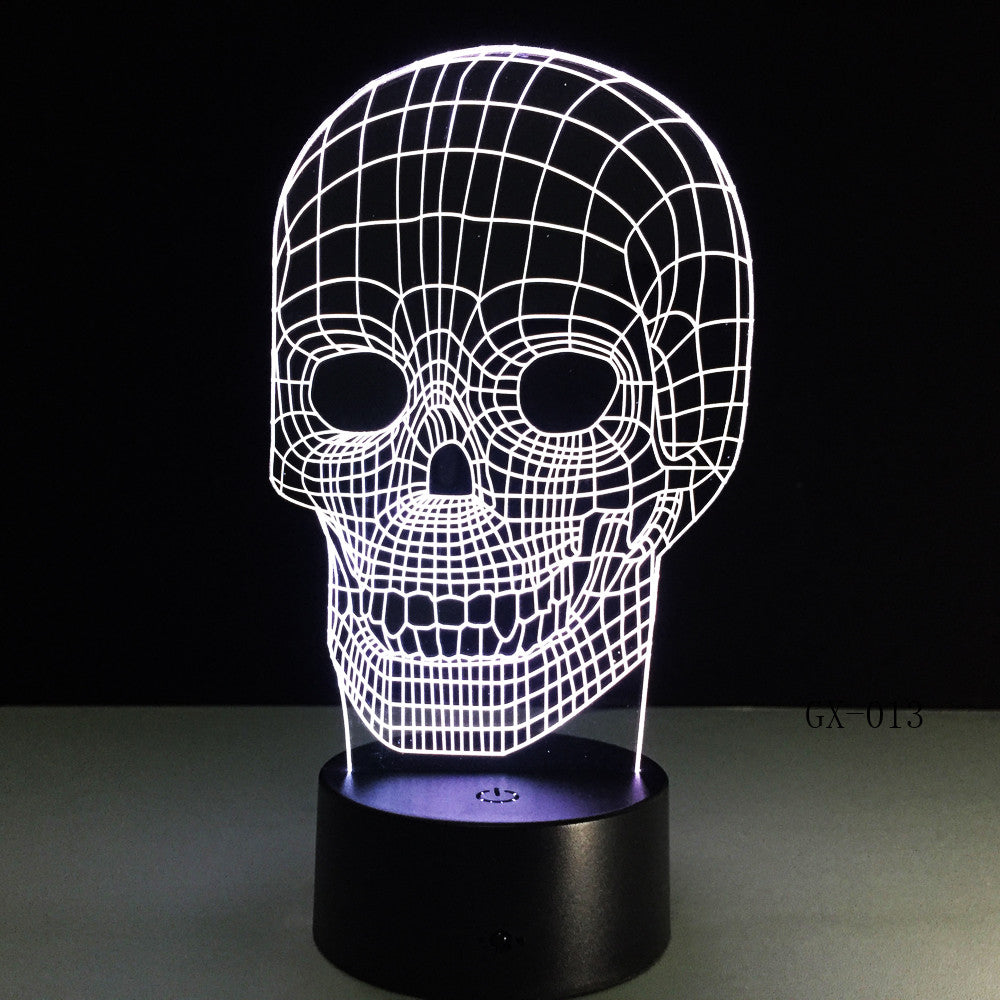 Traditional 3D Skull Light Desk Table Bedroom Lamp RC Toy Kid Night Sleep Baby Sleeping Nightlight Home Party Decor Gifts GX-013