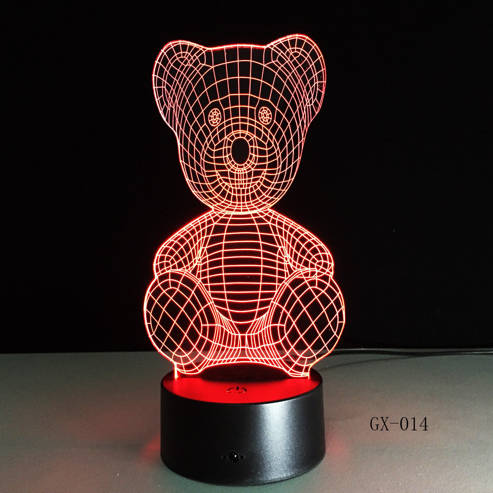 Cartoon Cute Winnie Bear Hold Heart Shape Acrylic LED Lamp 3D Night Light For baby children Sleeping Lighting Drop Ship GX-014