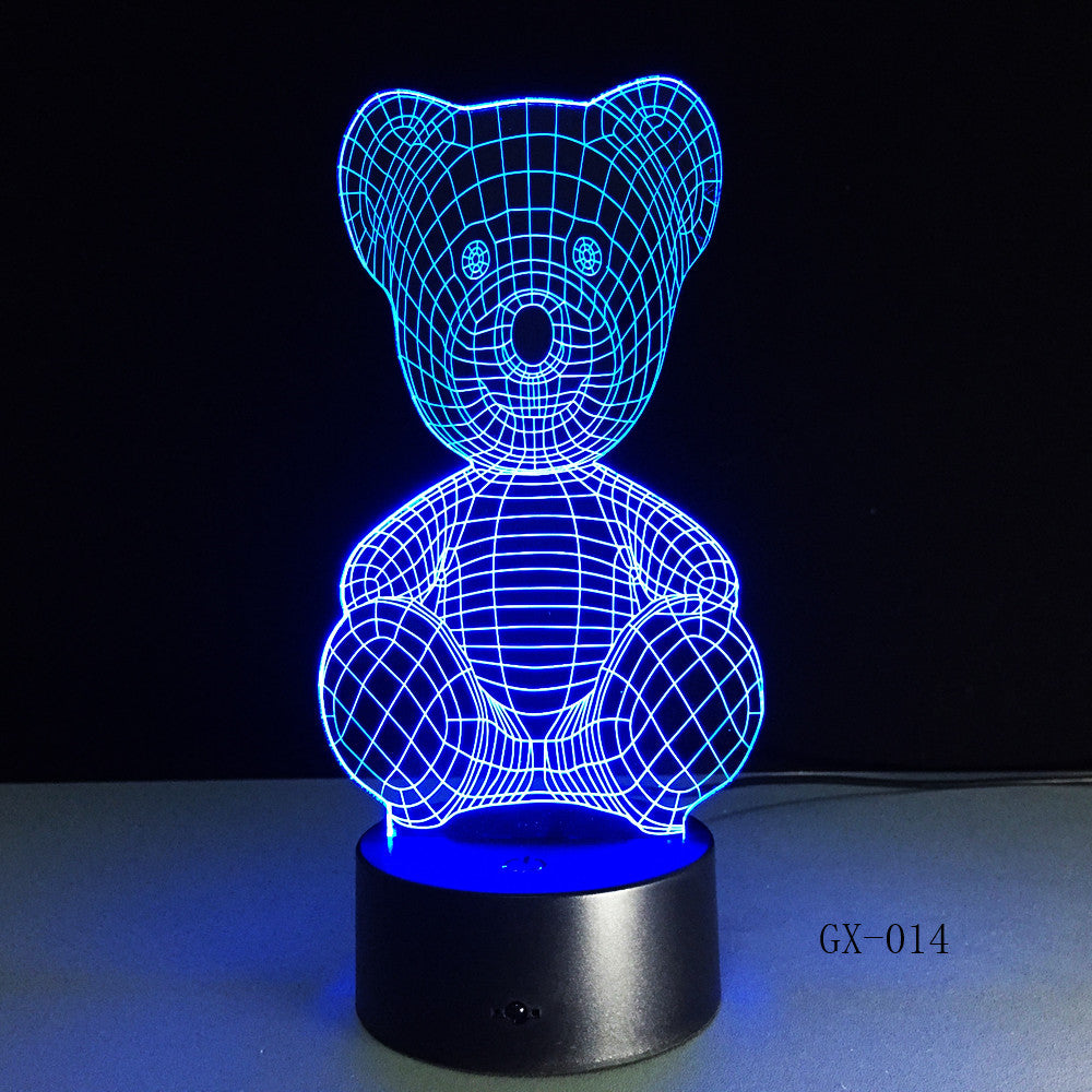 Cartoon Cute Winnie Bear Hold Heart Shape Acrylic LED Lamp 3D Night Light For baby children Sleeping Lighting Drop Ship GX-014