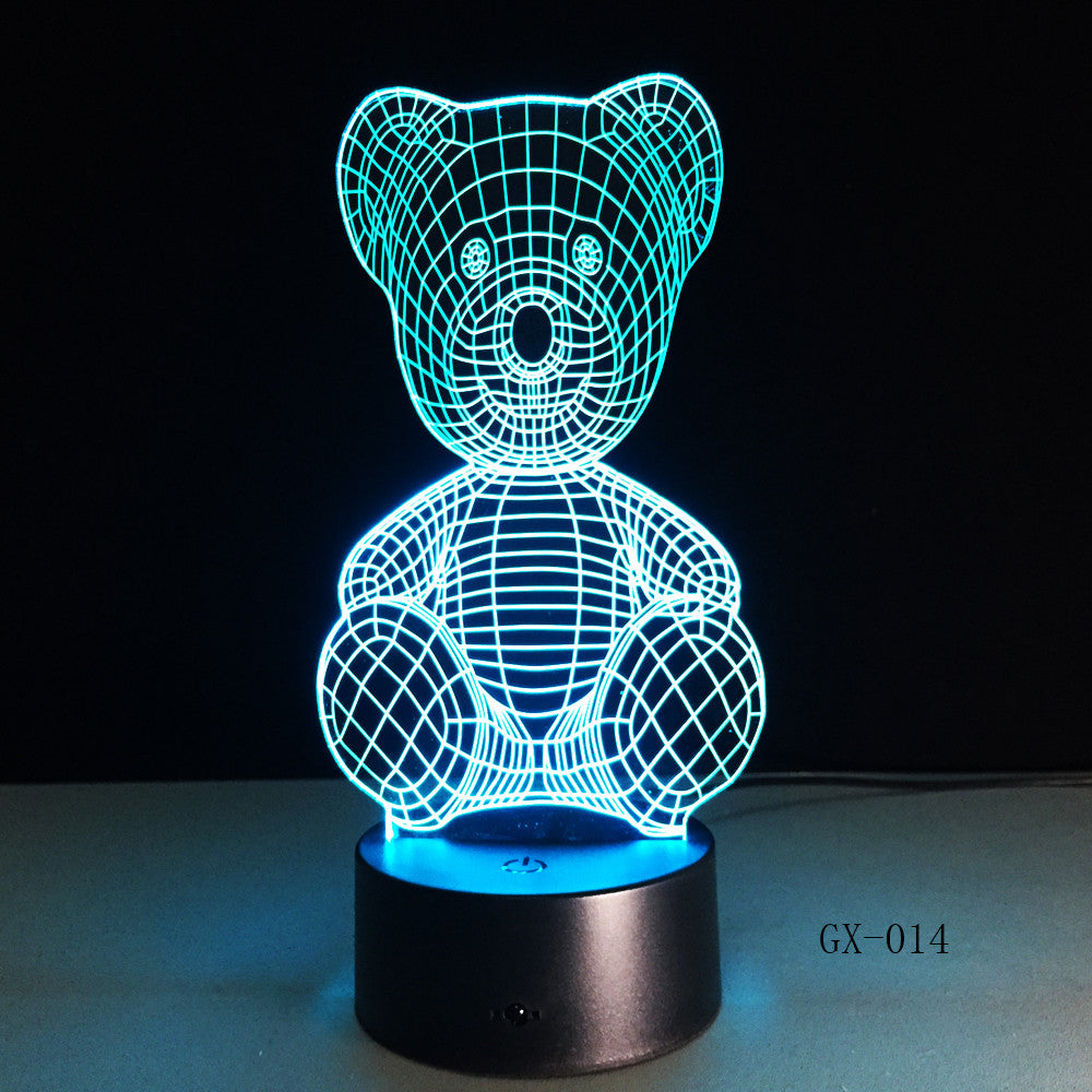 Cartoon Cute Winnie Bear Hold Heart Shape Acrylic LED Lamp 3D Night Light For baby children Sleeping Lighting Drop Ship GX-014