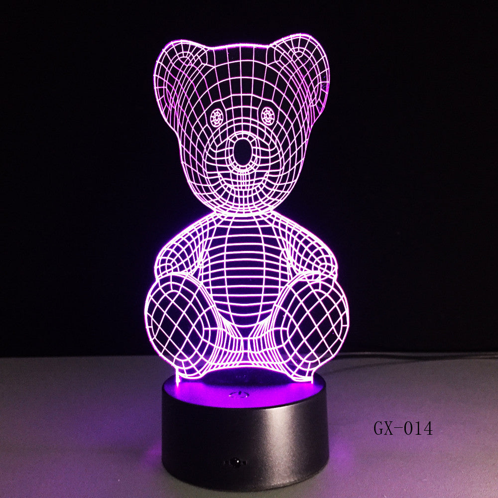 Cartoon Cute Winnie Bear Hold Heart Shape Acrylic LED Lamp 3D Night Light For baby children Sleeping Lighting Drop Ship GX-014