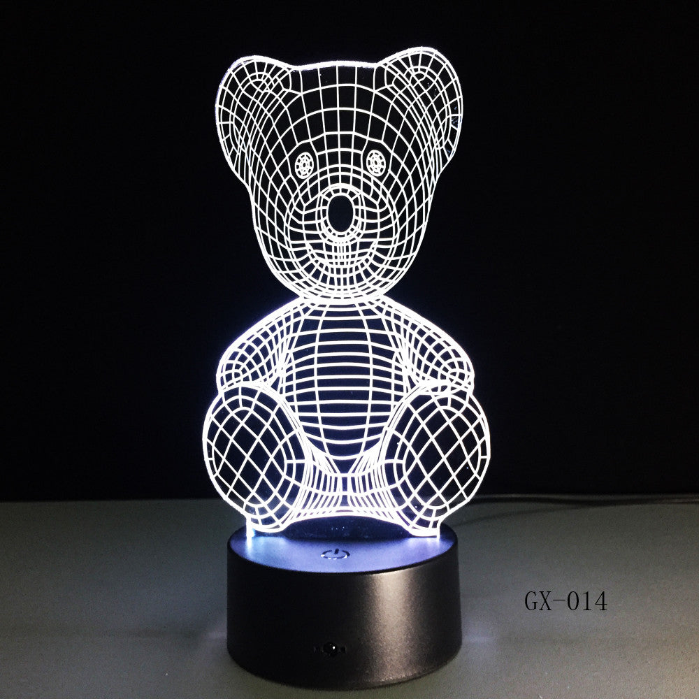 Cartoon Cute Winnie Bear Hold Heart Shape Acrylic LED Lamp 3D Night Light For baby children Sleeping Lighting Drop Ship GX-014