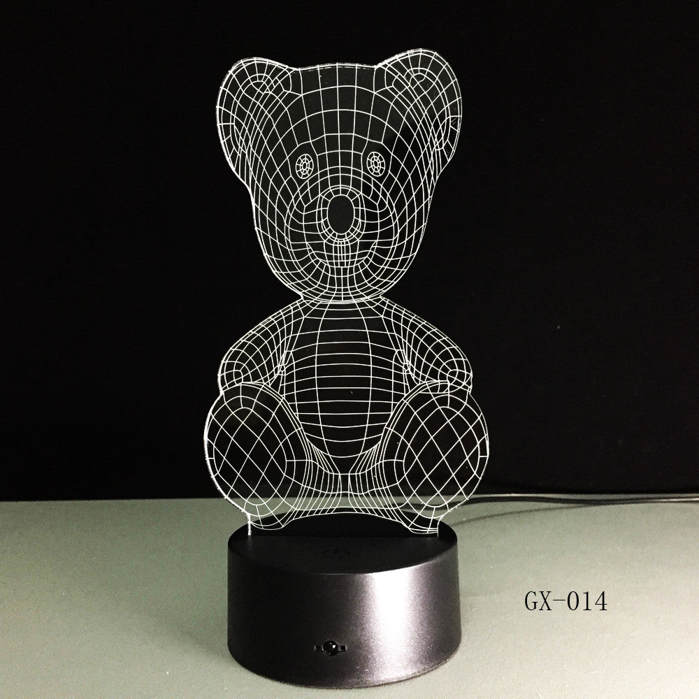 Cartoon Cute Winnie Bear Hold Heart Shape Acrylic LED Lamp 3D Night Light For baby children Sleeping Lighting Drop Ship GX-014