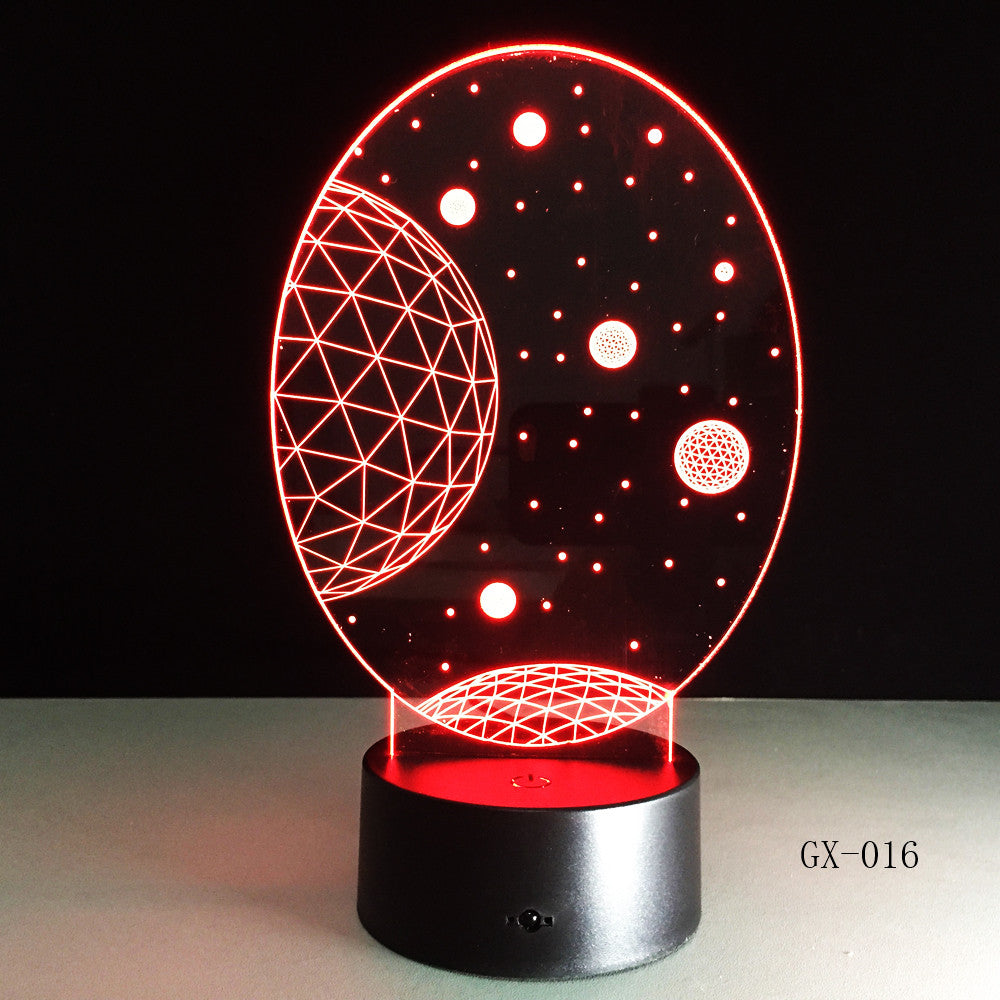 3D Visual Planet LED Illusion Night Lights Universe Table Acrylic Touch Lamps Changing USB Nightlight Luminous Light GX-016