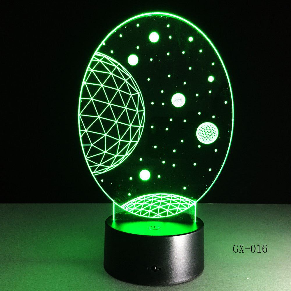 3D Visual Planet LED Illusion Night Lights Universe Table Acrylic Touch Lamps Changing USB Nightlight Luminous Light GX-016