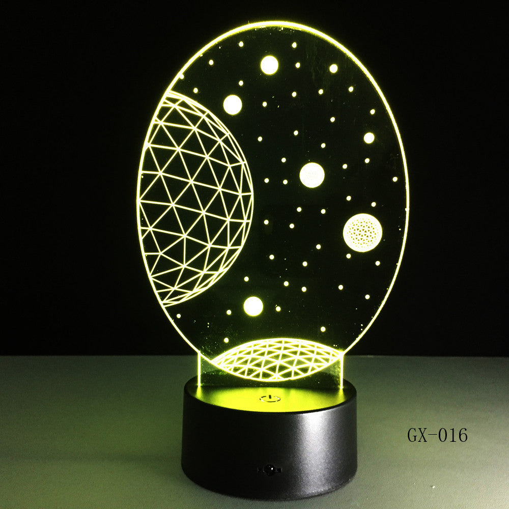 3D Visual Planet LED Illusion Night Lights Universe Table Acrylic Touch Lamps Changing USB Nightlight Luminous Light GX-016