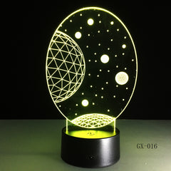 3D Visual Planet LED Illusion Night Lights Universe Table Acrylic Touch Lamps Changing USB Nightlight Luminous Light GX-016
