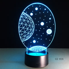 3D Visual Planet LED Illusion Night Lights Universe Table Acrylic Touch Lamps Changing USB Nightlight Luminous Light GX-016