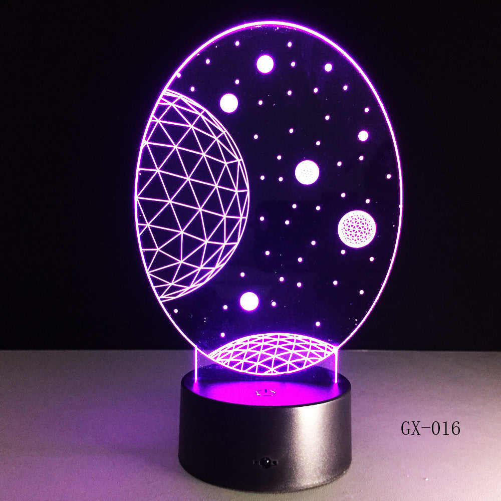 3D Visual Planet LED Illusion Night Lights Universe Table Acrylic Touch Lamps Changing USB Nightlight Luminous Light GX-016