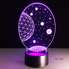 3D Visual Planet LED Illusion Night Lights Universe Table Acrylic Touch Lamps Changing USB Nightlight Luminous Light GX-016