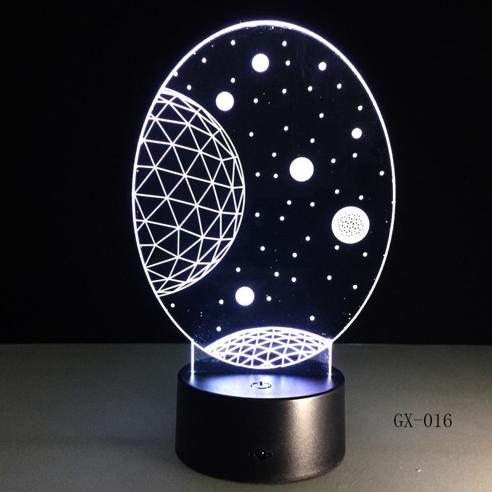 3D Visual Planet LED Illusion Night Lights Universe Table Acrylic Touch Lamps Changing USB Nightlight Luminous Light GX-016