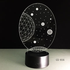 3D Visual Planet LED Illusion Night Lights Universe Table Acrylic Touch Lamps Changing USB Nightlight Luminous Light GX-016