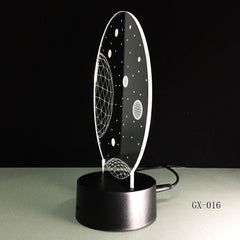 3D Visual Planet LED Illusion Night Lights Universe Table Acrylic Touch Lamps Changing USB Nightlight Luminous Light GX-016