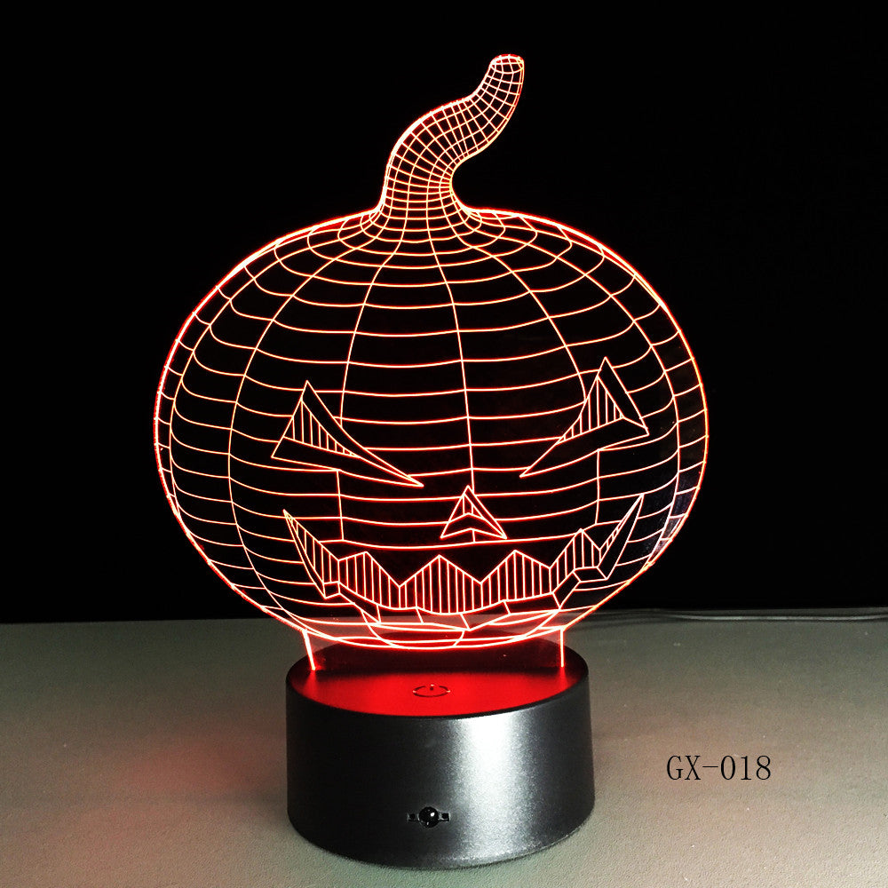 Halloween Pumpkin 3d Desk Lamp Colorful Vision Stereo Acrylic 3D Night Light Touch Luminaria De Mesa Usb 3d Table Lamps GX-018