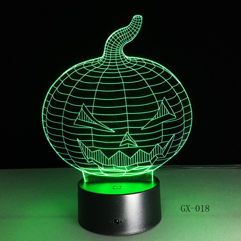 Halloween Pumpkin 3d Desk Lamp Colorful Vision Stereo Acrylic 3D Night Light Touch Luminaria De Mesa Usb 3d Table Lamps GX-018