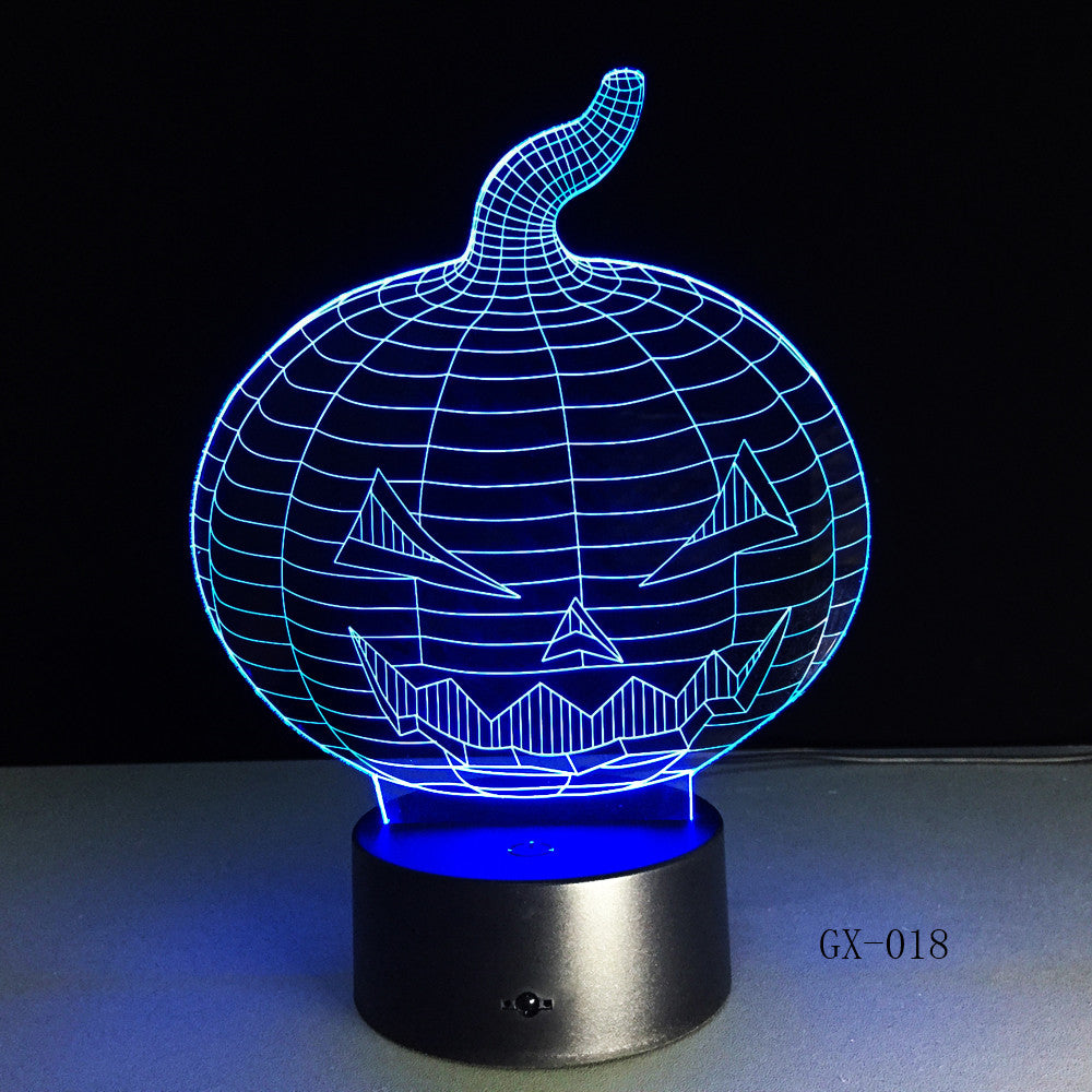 Halloween Pumpkin 3d Desk Lamp Colorful Vision Stereo Acrylic 3D Night Light Touch Luminaria De Mesa Usb 3d Table Lamps GX-018