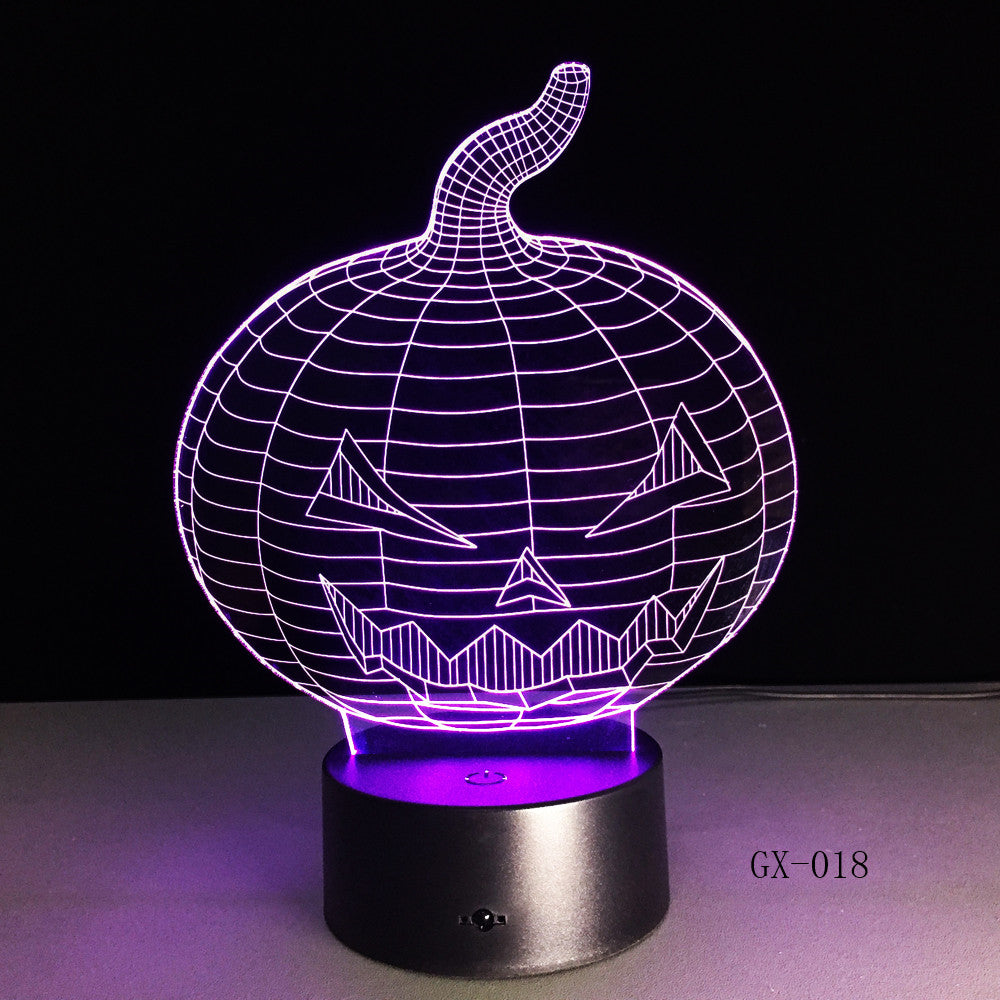 Halloween Pumpkin 3d Desk Lamp Colorful Vision Stereo Acrylic 3D Night Light Touch Luminaria De Mesa Usb 3d Table Lamps GX-018