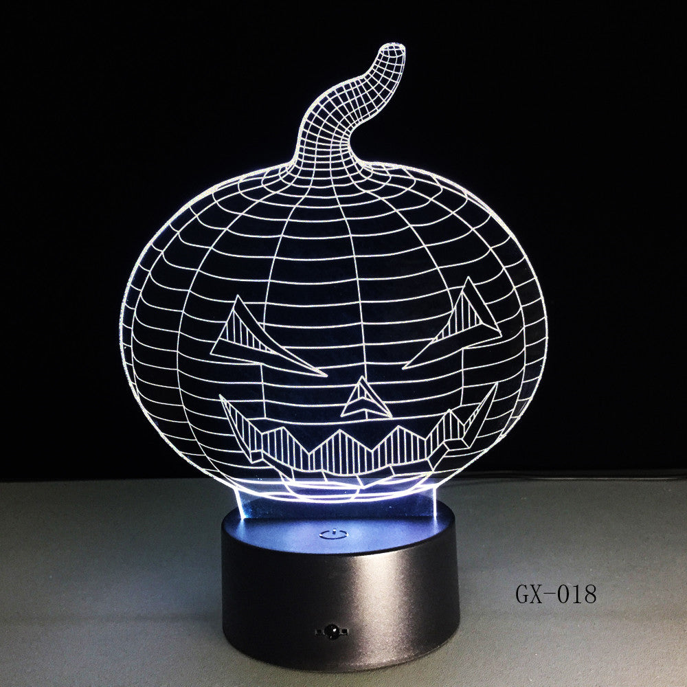 Halloween Pumpkin 3d Desk Lamp Colorful Vision Stereo Acrylic 3D Night Light Touch Luminaria De Mesa Usb 3d Table Lamps GX-018