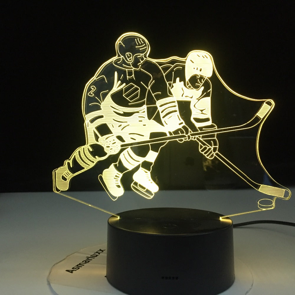 Ice Hockey Game 3D Remote Control Colors Lamp Visual Led Night Lights For Kids Touch Usb Table Lampara Lampe Sports Gift