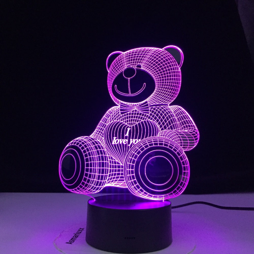 Hot Selling Loving Bear 3d Lamp Colorful Gradual Nightlight Led Touch Gift 3d Vision Table Lamps For Living Room Desk Lamp