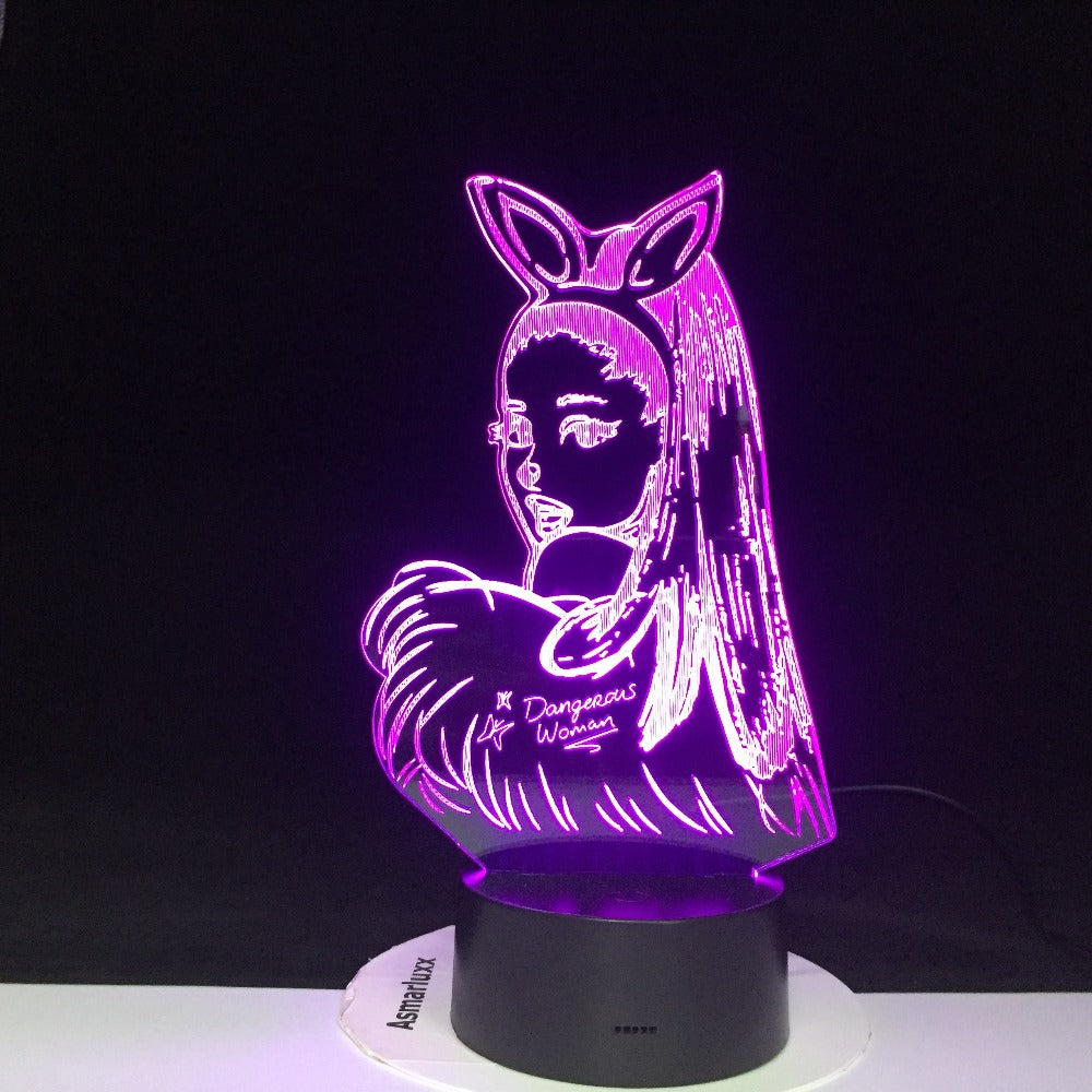 Celebrity Singer Ariana Grande Poster Cat Girl Fans Gift for Bedroom Decorative 3d Led Night Light 3d Lamp Table Nightlight 3987