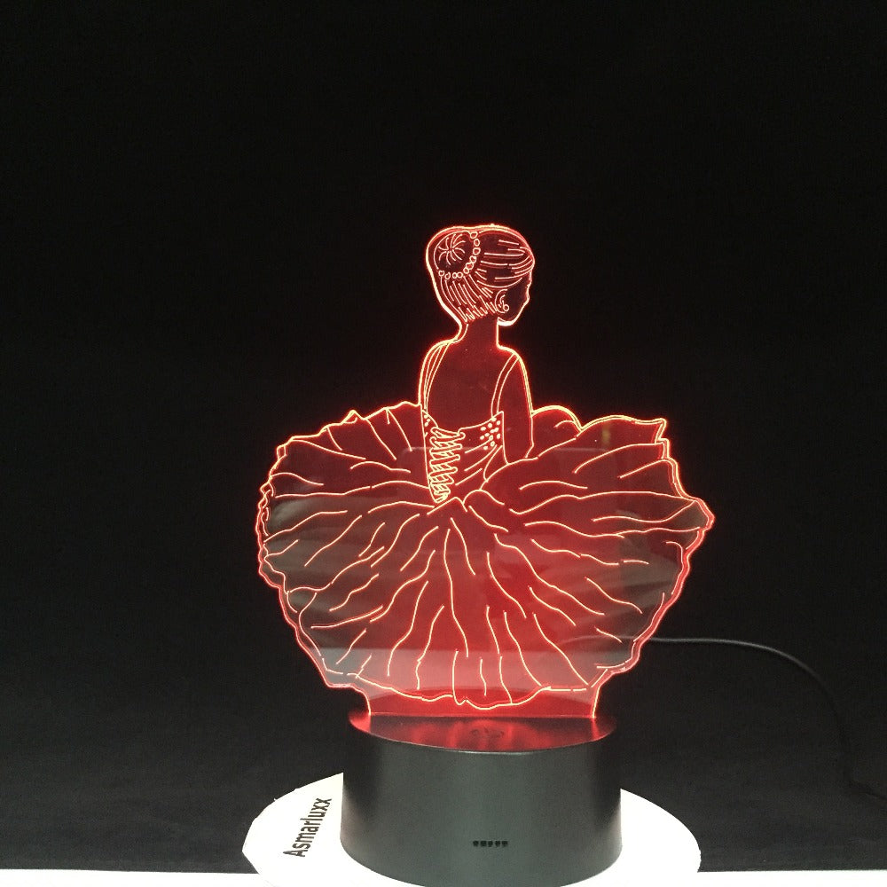 Dancing Girl Usb 3D Led Table Lamp Bedside Night Light Shape 7 Color Change Home Decoration Bedroom Sleep Lighting Gifts 1809