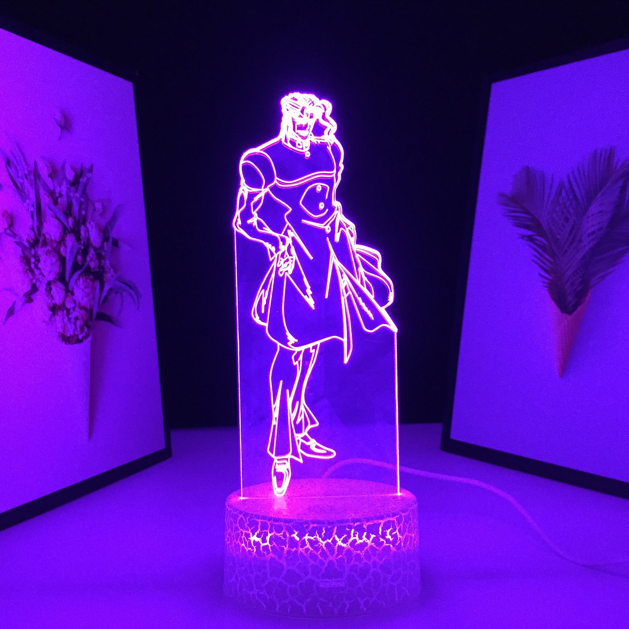 Anime JoJo Bizarre Adventure Noriaki Kakyoin 3D LED Night Light Home Bedroom Table Decoration Night Light for Children's Festival Birthday Gifts 7 Color Changes With Remote Neon Lamp