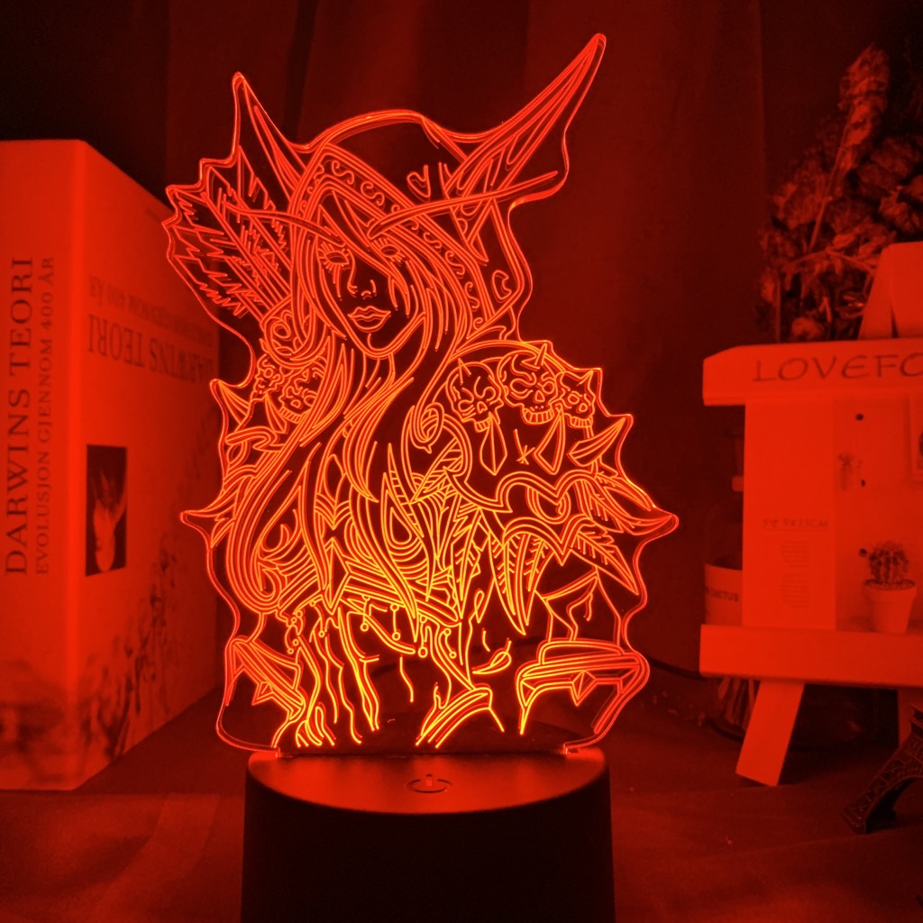 World of Warcraft Sylvanas Windrunner 3d Led Night Light for Kids room The Dark Lady Nightlight The Banshee Queen Table Lamp WOW
