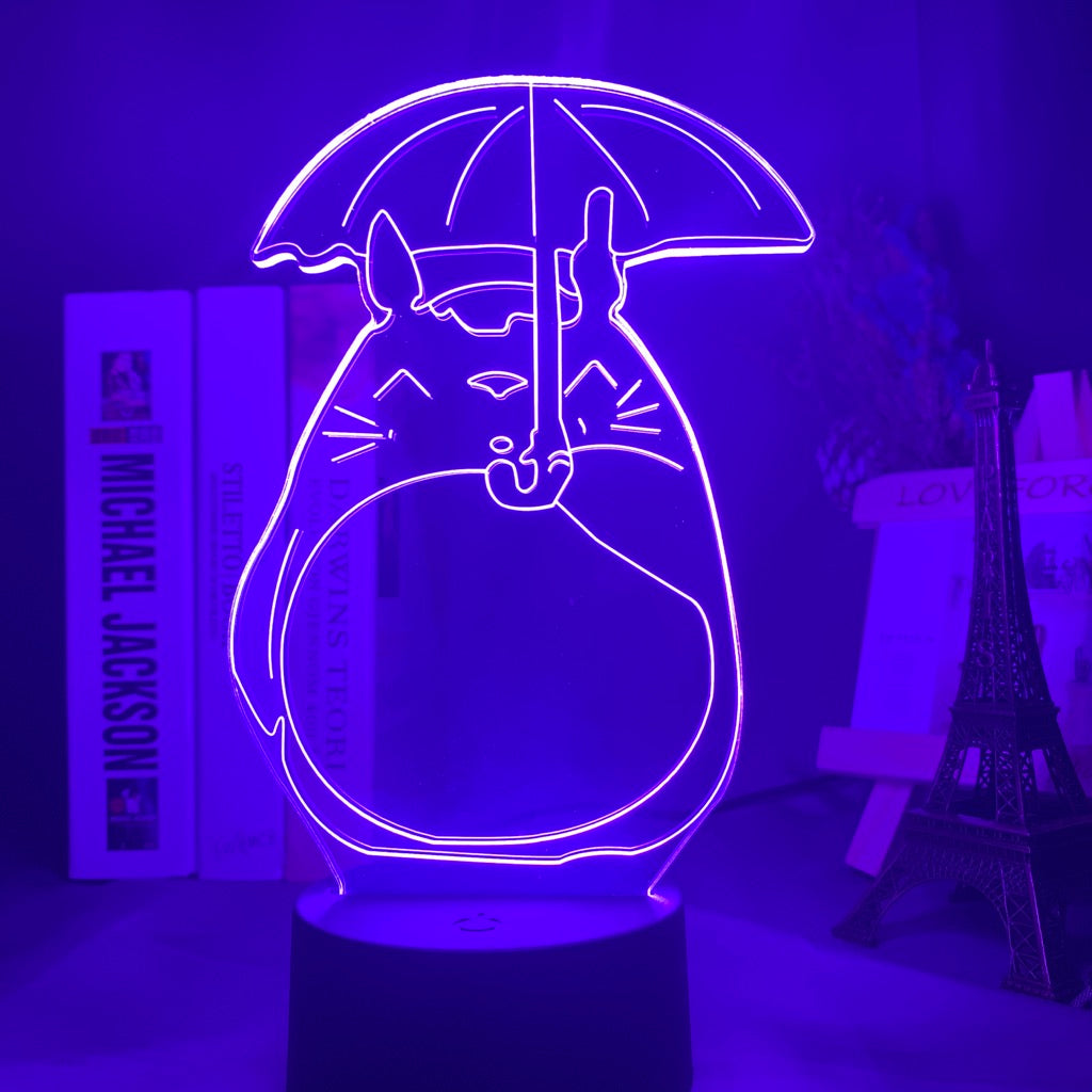 Japanese Anime My Neighbor Totoro Open An Umbrella Bedroom Led Night Light Lamp 3d Illusion Light for Kids Girls Birthday Gift
