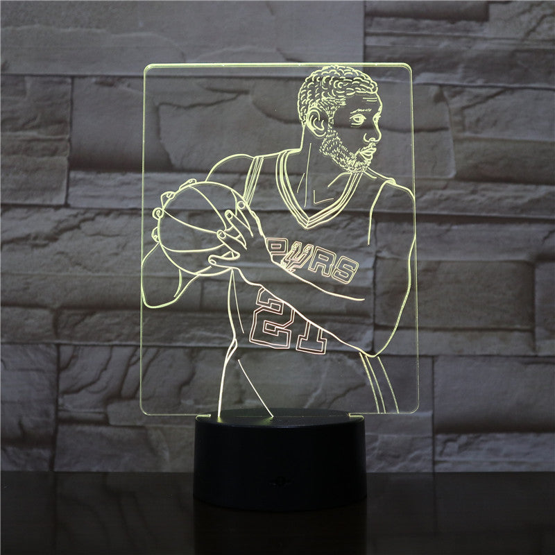 Basketball Star Tim Duncan 3D LED Lamp Cool Gift for Infant Bright Base Fast Delivery Led Night Light Lamp Battery Operated 2764