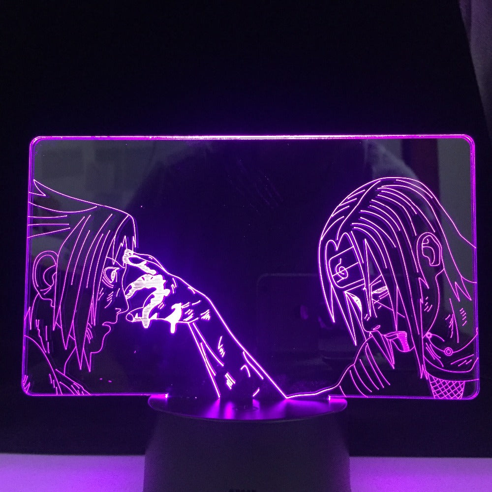 ITACHI SASUKE FOREHEAD LED ANIME LAMP 3D NARUTOThe Japanese Anime Remote Control Colors Base Atmosphere 3d Night Light Lamp