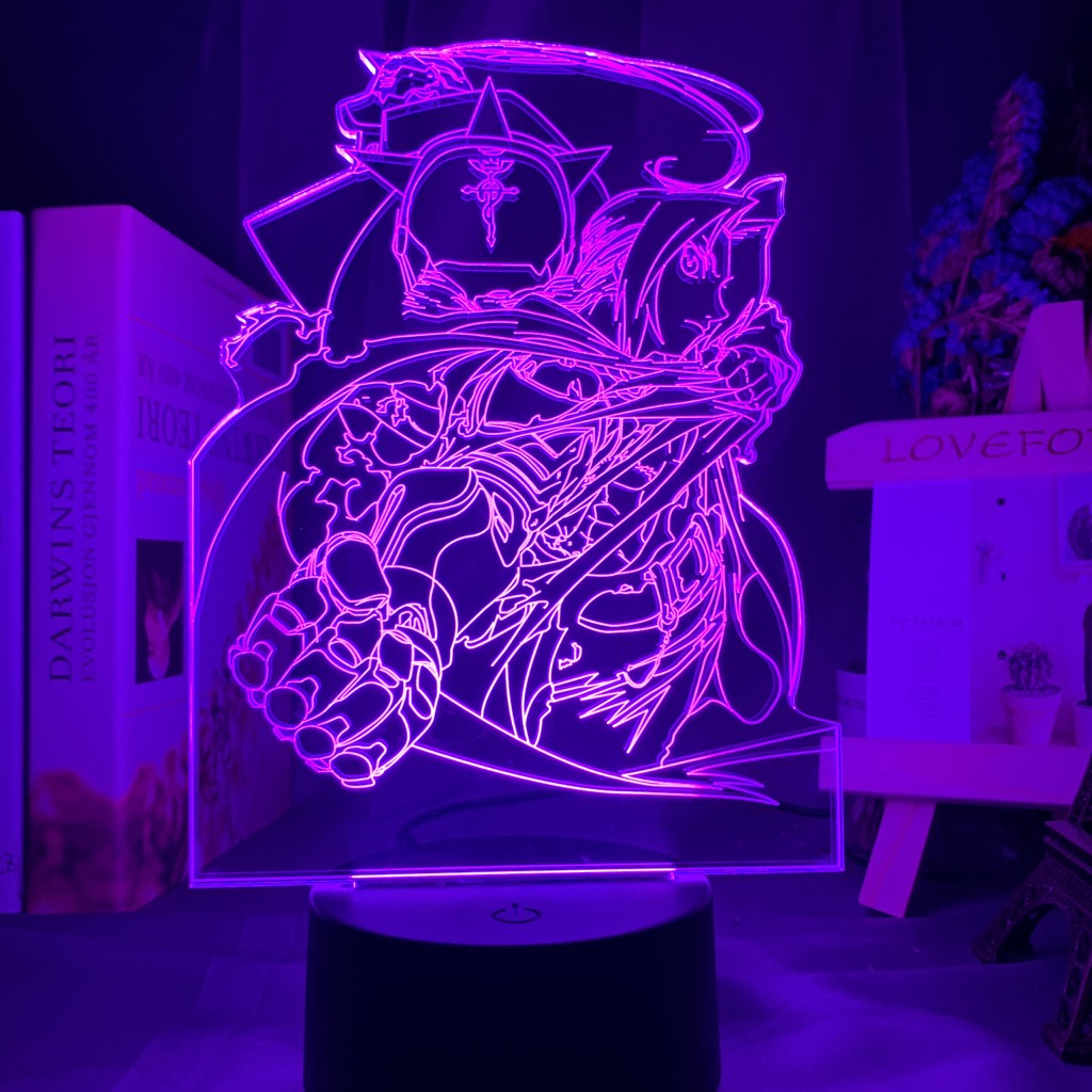 Manga Fullmetal Alchemist Edward Elric Figure Night Light Led Color Changing Kids Bedroom Decorative Nightlight Usb Desk 3d Lamp