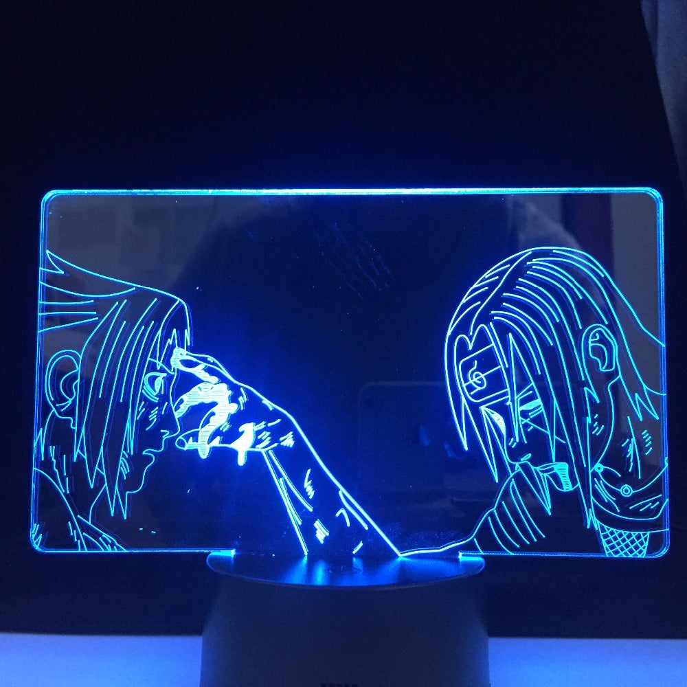 ITACHI SASUKE FOREHEAD LED ANIME LAMP 3D NARUTOThe Japanese Anime Remote Control Colors Base Atmosphere 3d Night Light Lamp