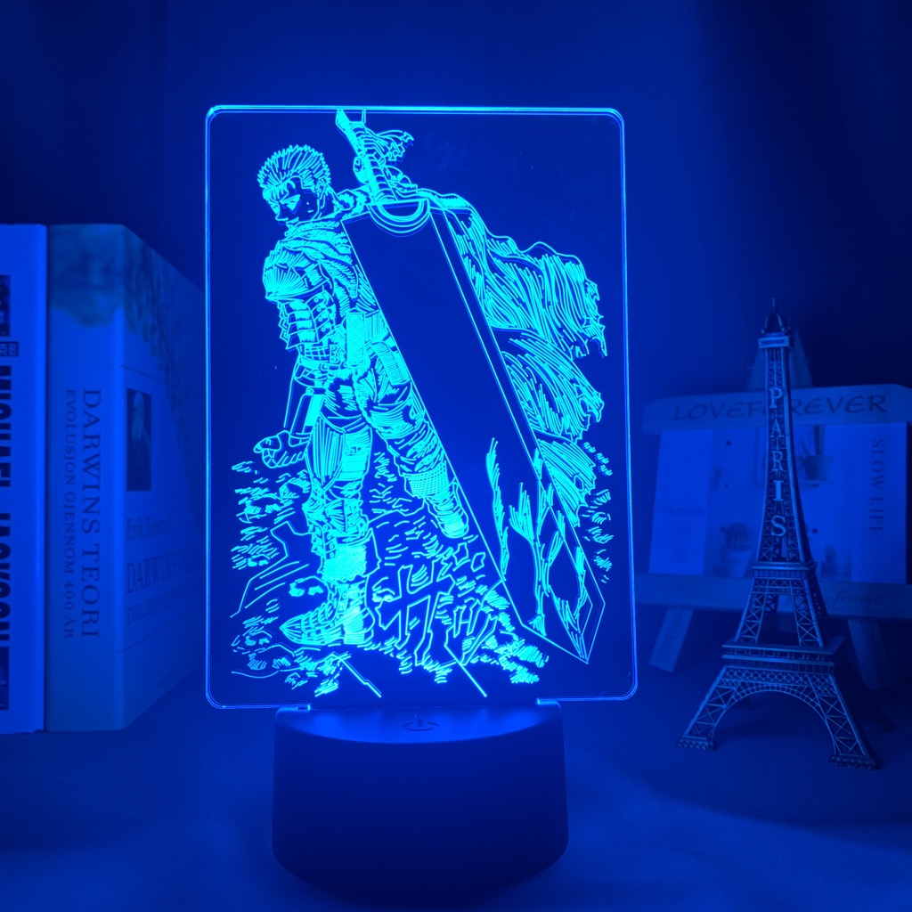 Acrylic Led Night Light Anime Berserk Guts for Bedroom Decorative Nightlight Room Table Lamp Birthday Gift 3d Led Lamp Manga