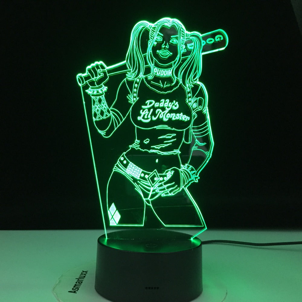 Daddy Lil Monster Comedy Gril Led Lamp Night Light 7 Colors Automatic Changing Child Lamp Bedroom Decor Light Dropshpin